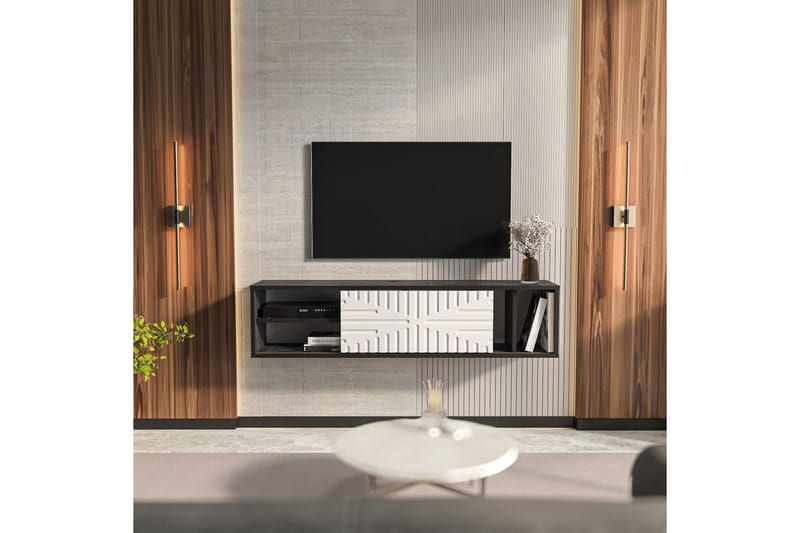 Saller TV-benk 140 cm - Sort/Hvit - Møbler - Mediamøbel & tv møbel - TV-benk & mediabenk