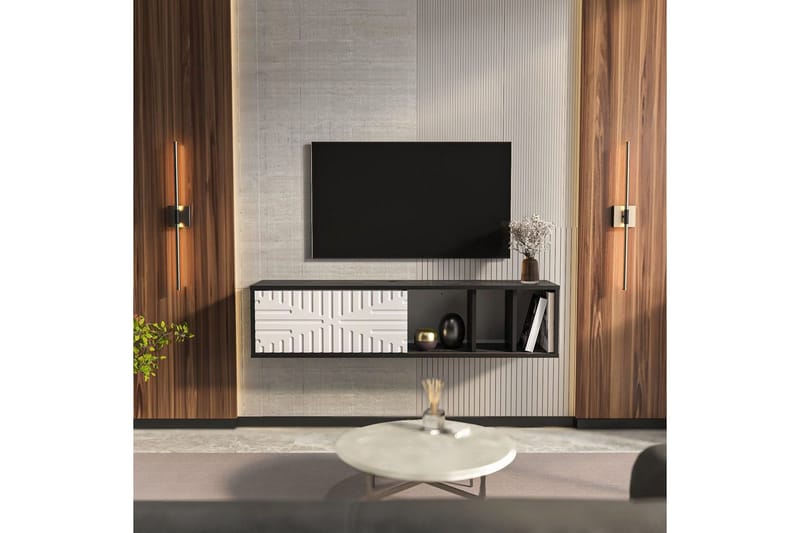 Saller TV-benk 140 cm - Sort/Hvit - Møbler - Mediamøbel & tv møbel - TV-benk & mediabenk