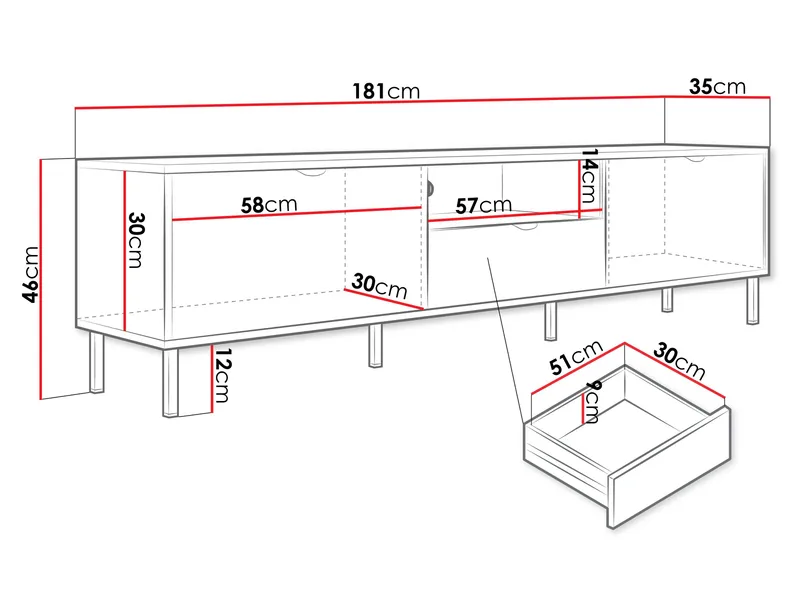 Salmor TV-benk 181 cm - Hvit - Møbler - Mediamøbel & tv møbel - TV-benk & mediabenk