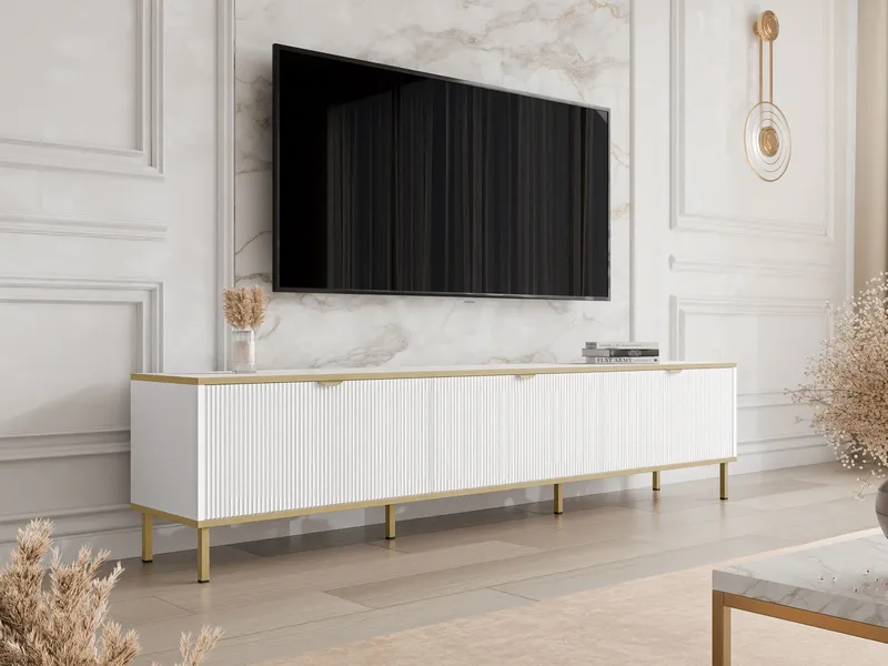 Salmor TV-benk 202 cm - Hvit - Møbler - Mediamøbel & tv møbel - TV-benk & mediabenk