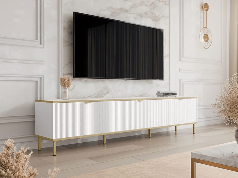 Salmor TV-benk 202 cm - Hvit - Møbler - Mediamøbel & tv møbel - TV-benk & mediabenk