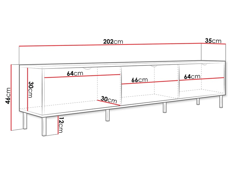 Salmor TV-benk 202 cm - Hvit - Møbler - Mediamøbel & tv møbel - TV-benk & mediabenk