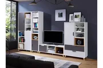 Sayuki Tv-Møbelsett 120 cm - Hvit/Grå - Møbler - Mediamøbel & tv møbel - TV-møbelsett