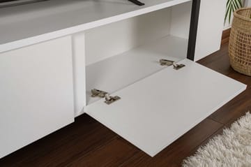 Serenity Gulvstående TV-benk 180 cm med Oppbevaring i Tre med Metallben - Hvit - Møbler - Mediamøbel & tv møbel - TV-benk & mediabenk