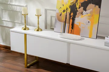 Serenity Tv-benk 180x30 cm - Hvit/Gull - Møbler - Mediamøbel & tv m øbel - TV-benk & mediabenk