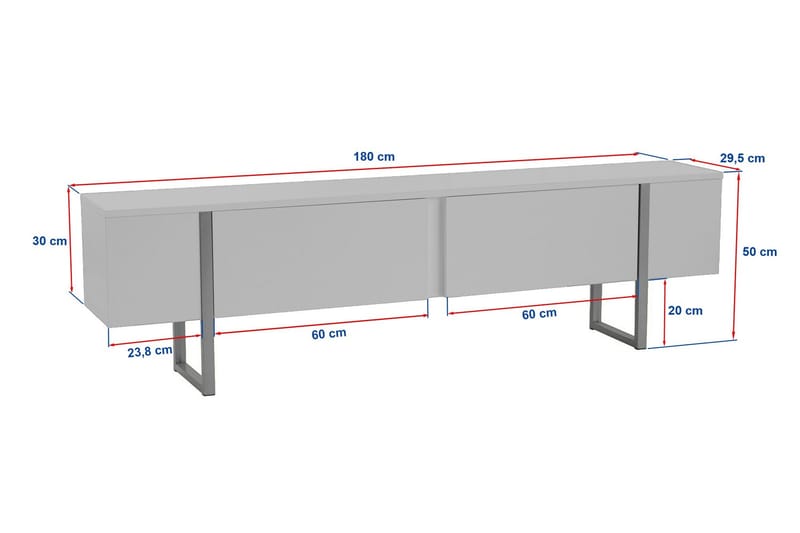 Serenity Tv-benk 180x30 cm - Hvit/Gull - Møbler - Mediamøbel & tv møbel - TV-benk & mediabenk
