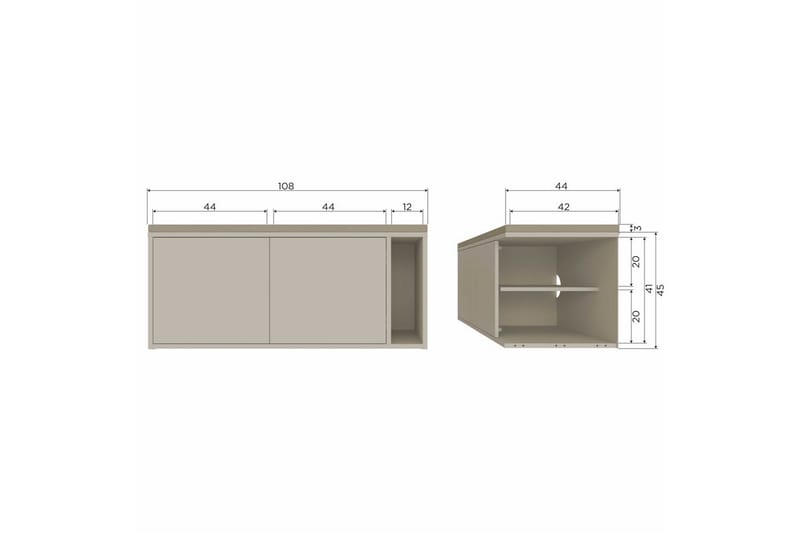 Settle Frittstående TV-benk 108 cm med Oppbevaring i Furu - Beige - Møbler - Mediamøbel & tv møbel - TV-benk & mediabenk