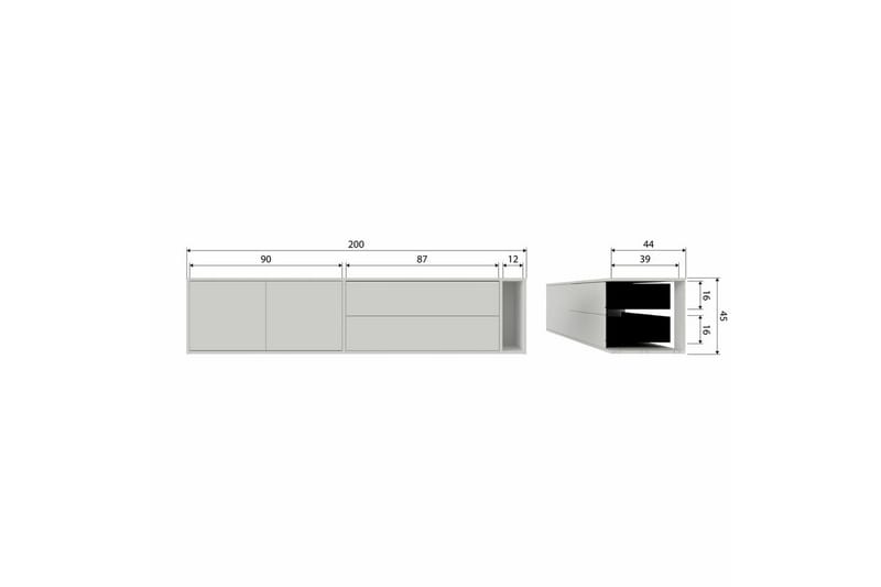 Settle Vegghengt TV-benk 200 cm med Oppbevaring i Furu - Sandbeige - M øbler - Mediamøbel & tv møbel - TV-benk & mediabenk