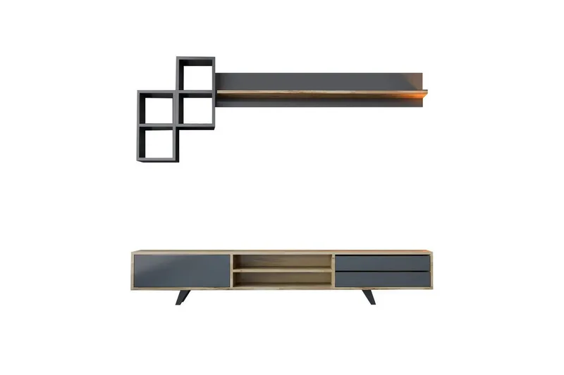 Seyra TV-møbelsett 180x40 cm, Antrasitt/Eik