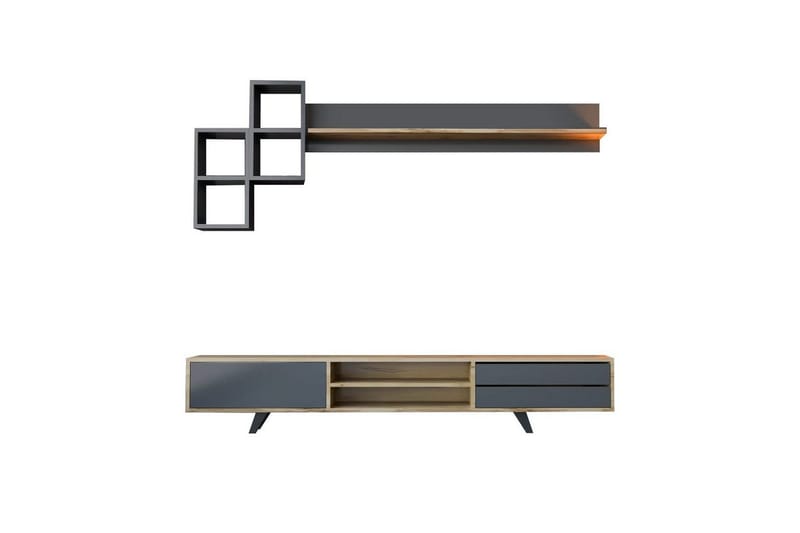 Seyra TV-møbelsett 180x40 cm, Antrasitt/Eik