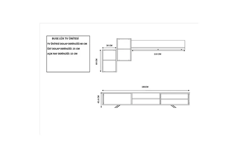 Seyra TV-møbelsett 180x40 cm - Antrasitt/Eik - Møbler - Mediamøbel & tv møbel - TV-møbelsett