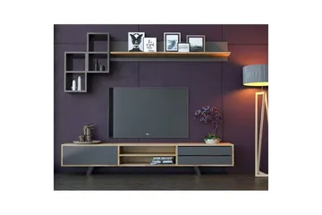Seyra TV-møbelsett 180x40 cm - Antrasitt/Eik - Møbler - Mediamøbel & tv møbel - TV-møbelsett