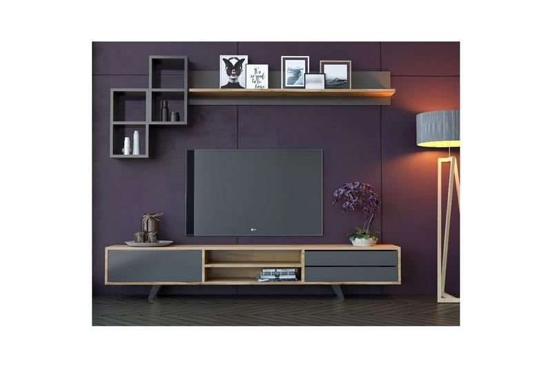 Seyra TV-møbelsett 180x40 cm - Antrasitt/Eik - Møbler - Mediamøbel & tv møbel - TV-møbelsett