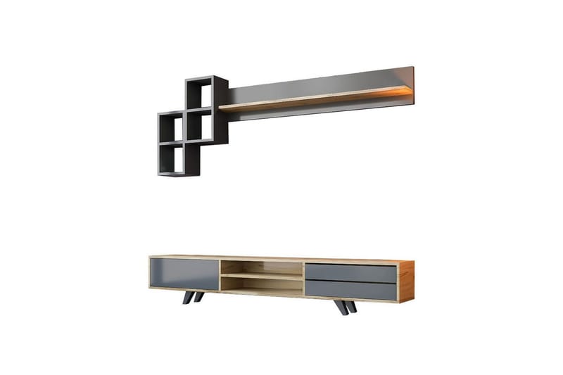 Seyra TV-møbelsett 180x40 cm - Antrasitt/Eik - Møbler - Mediamøbel & tv møbel - TV-møbelsett