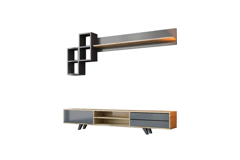 Seyra TV-møbelsett 180x40 cm - Antrasitt/Eik - Møbler - Mediamøbel & tv møbel - TV-møbelsett