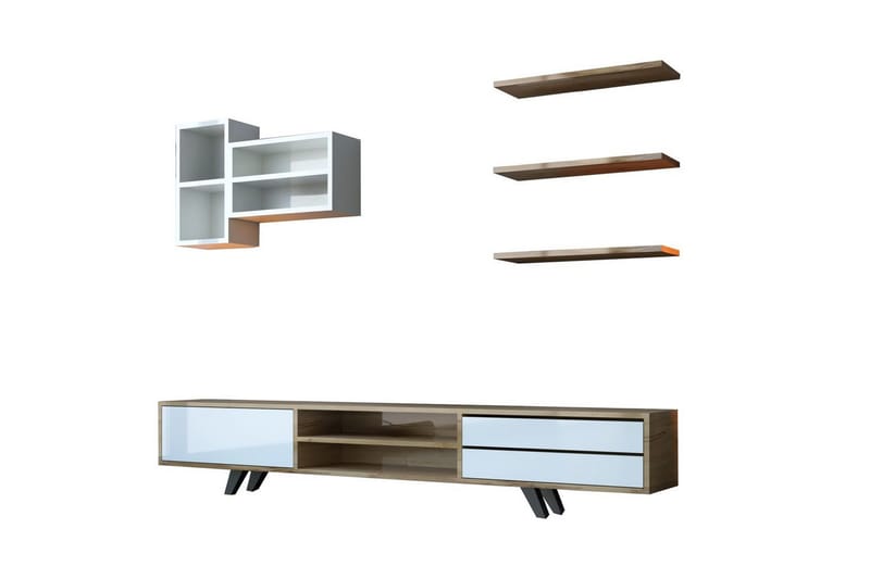 Seyra Tv-stativ 45 cm - Hvit/Eik - Møbler - Mediamøbel & tv møbel - TV-møbelsett