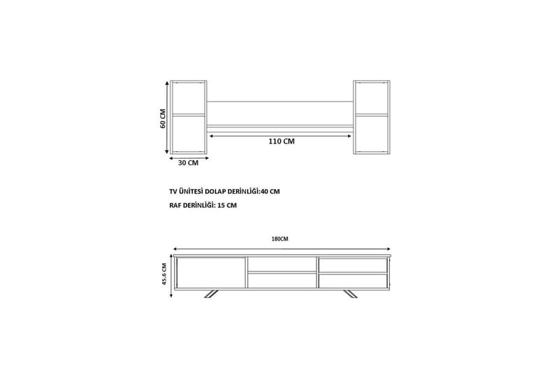Seyra Tv-stativ 45 cm - Hvit/Eik - Møbler - Mediamøbel & tv møbel - TV-møbelsett