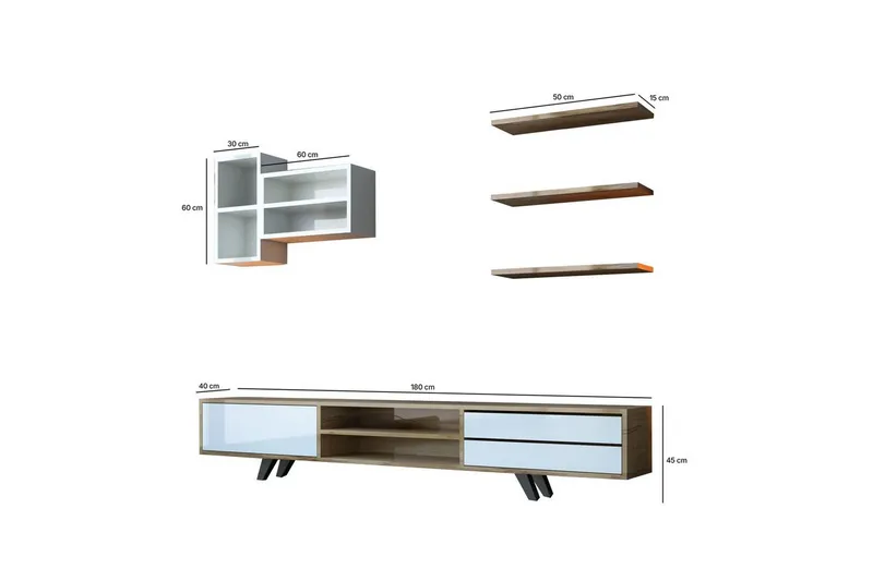 Seyra Tv-stativ 45 cm - Hvit/Eik - Møbler - Mediamøbel & tv møbel - Mediestativ & veggfeste