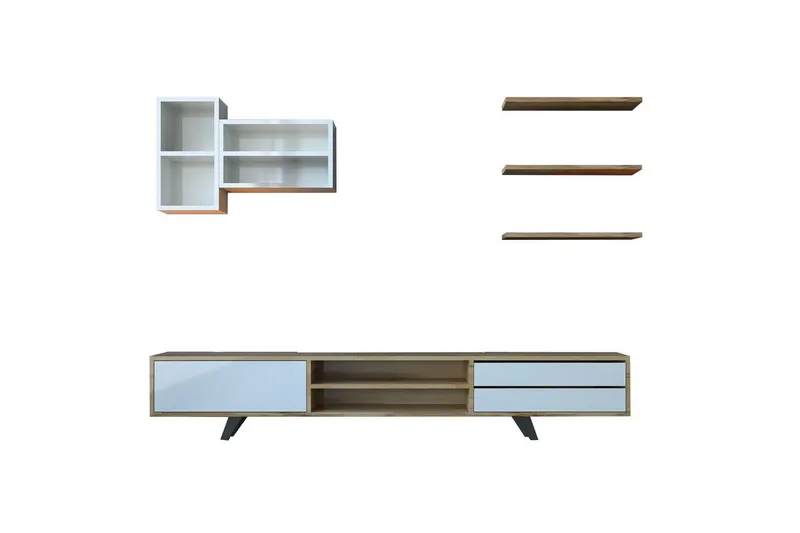 Seyra Tv-stativ 45 cm, Hvit/Eik