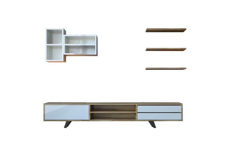 Seyra Tv-stativ 45 cm, Hvit/Eik