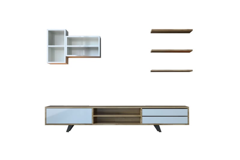 Seyra Tv-stativ 45 cm, Hvit/Eik