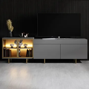 Seyring TV-benk 190 cm - Antrasitt/Gull - Møbler - Mediamøbel & tv møbel - TV-benk & mediabenk