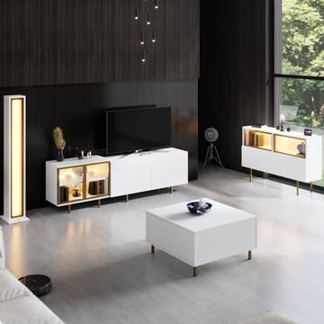Seyring TV-benk 190 cm - Hvit/gull - Møbler - Mediamøbel & tv møbel - TV-benk & mediabenk