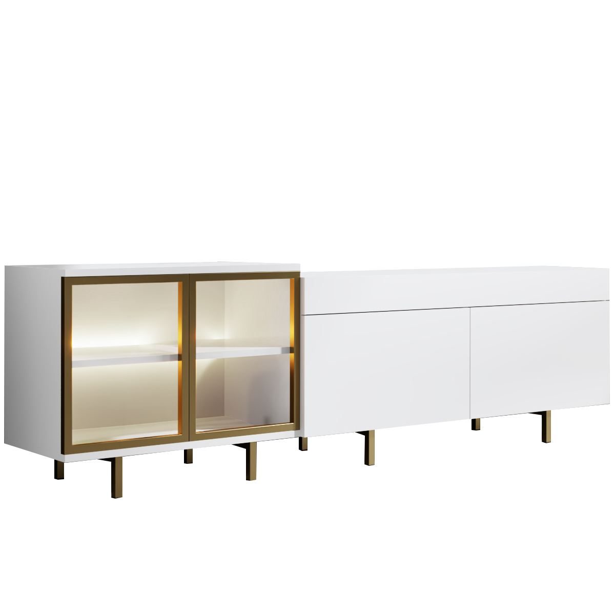 Seyring TV-benk 190 cm - Hvit/gull