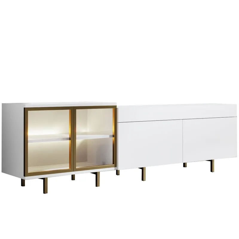 Seyring TV-benk 190 cm, Hvit/gull