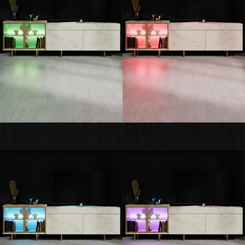 Seyring TV-benk 190 cm - Travertin og gull - Møbler - Mediamøbel & tv møbel - TV-benk & mediabenk