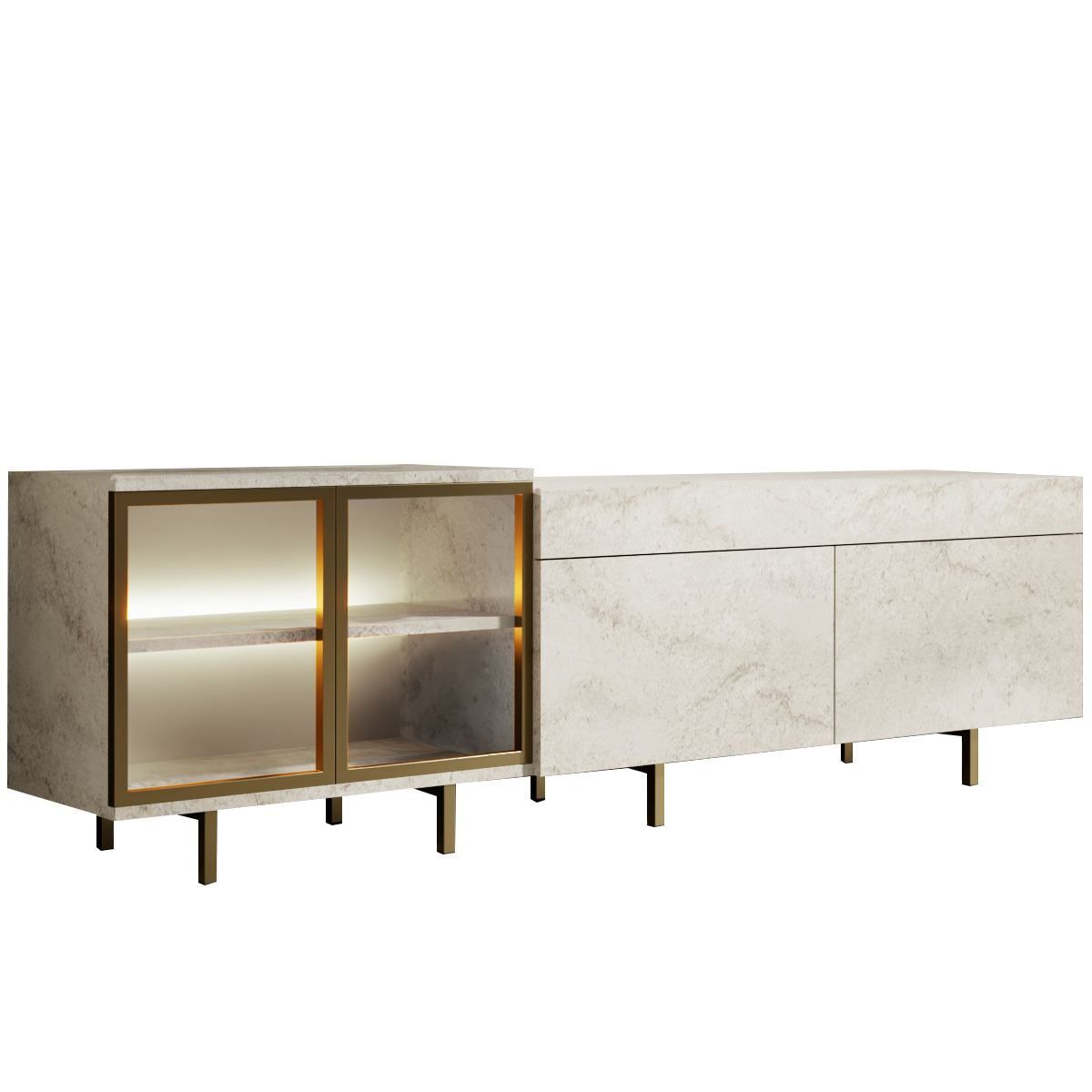 Seyring TV-benk 190 cm - Travertin/gull