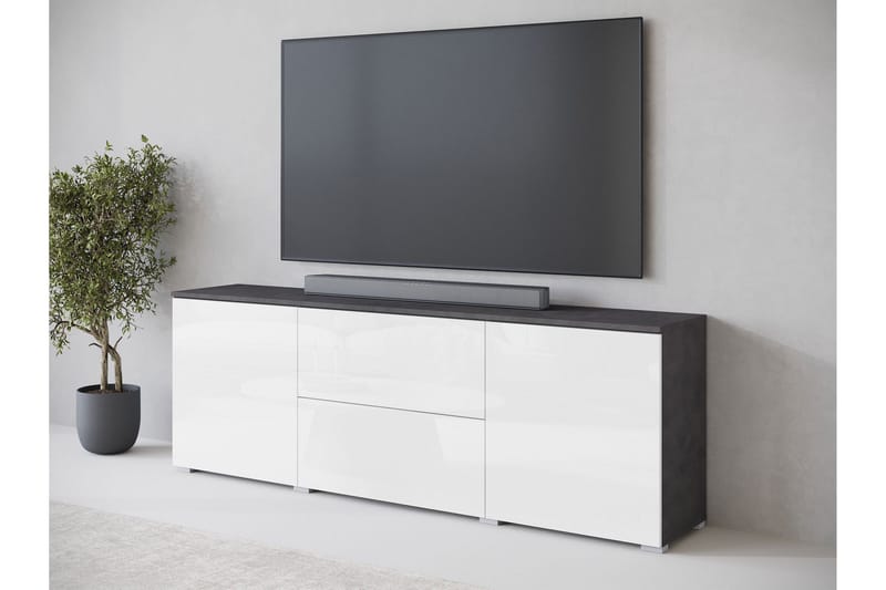 Sherie TV-benk 180 cm - Hvit / Grå - Møbler - Mediamøbel & tv møbel - TV-benk & mediabenk