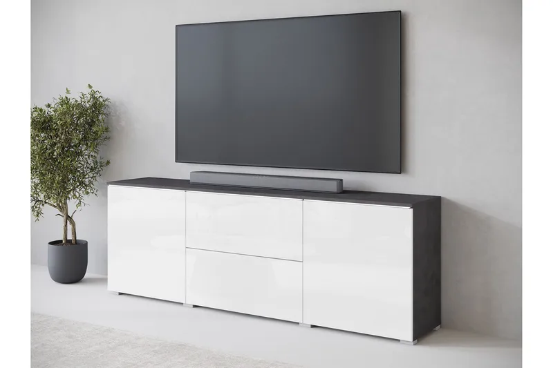 Sherie TV-benk 180 cm - Hvit / Grå - Møbler - Mediamøbel & tv møbel - TV-benk & mediabenk