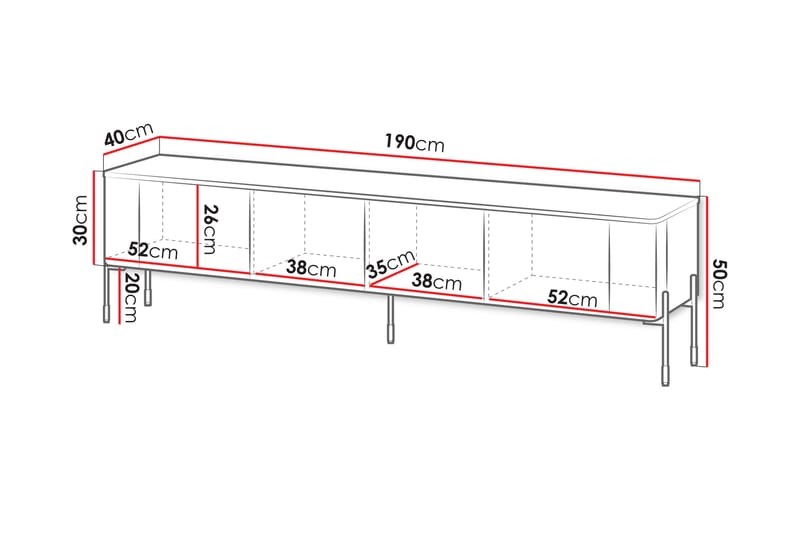 Sherie Tv-Benk 190x40 cm - Hvit - Møbler - Mediamøbel & tv møbel - TV-benk & mediabenk
