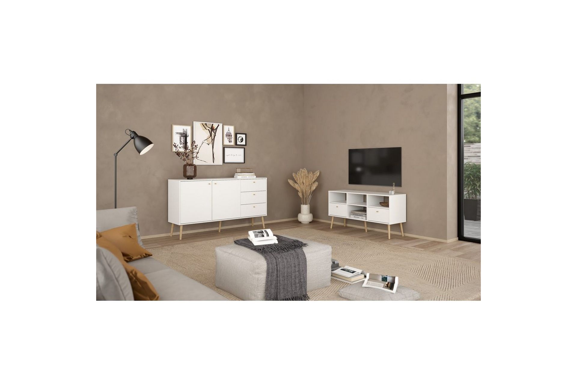 Shinta TV-stativ 61 cm - Hvit - Møbler - Mediamøbel & tv møbel - Mediestativ & veggfeste