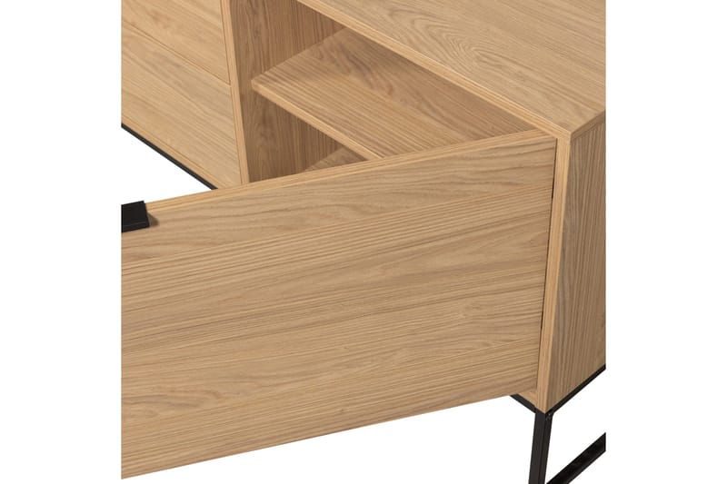 Silas TV-benk 180 cm med Oppbevaring i Tre med Metallunderstell - Beige - Møbler - Mediamøbel & tv møbel - TV-benk & mediabenk