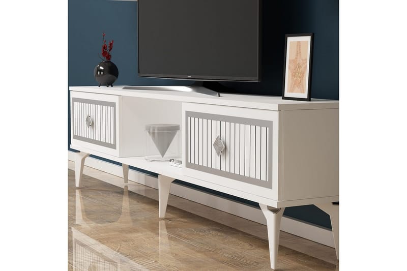 Sivaji TV-benk 150 cm - Hvit/Sølv - Møbler - Mediamøbel & tv møbel - TV-benk & mediabenk