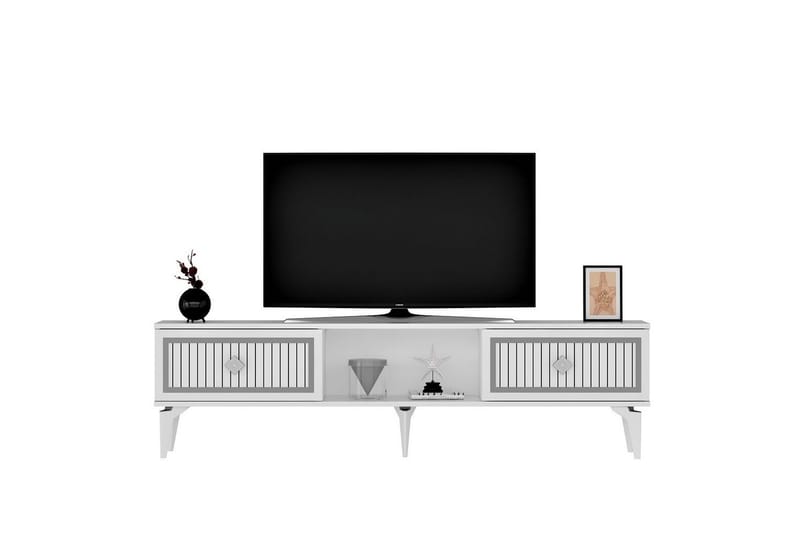 Sivaji TV-benk 150 cm - Hvit/Sølv - Møbler - Mediamøbel & tv møbel - TV-benk & mediabenk