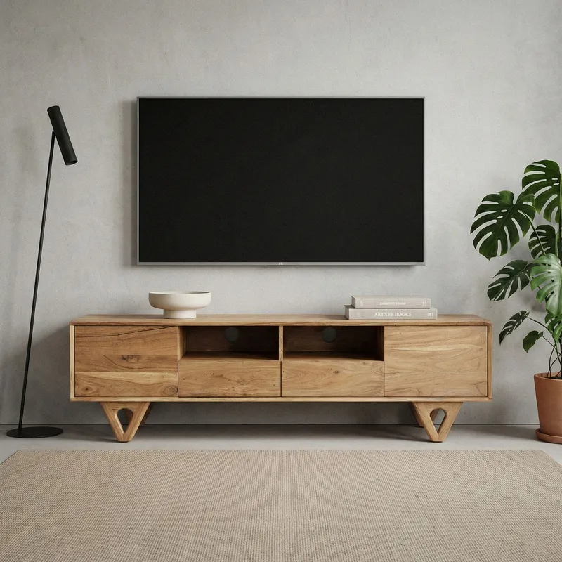 Sorric TV-benk 160 cm - Varm lysebrun - Møbler - Mediamøbel & tv møbel - TV-benk & mediabenk