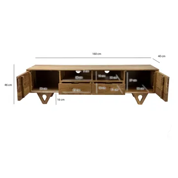 Sorric TV-benk 160 cm - Varm lysebrun - Møbler - Mediamøbel & tv møbel - TV-benk & mediabenk