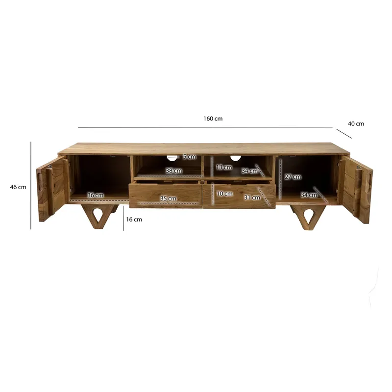 Sorric TV-benk 160 cm - Varm lysebrun - Møbler - Mediamøbel & tv møbel - TV-benk & mediabenk