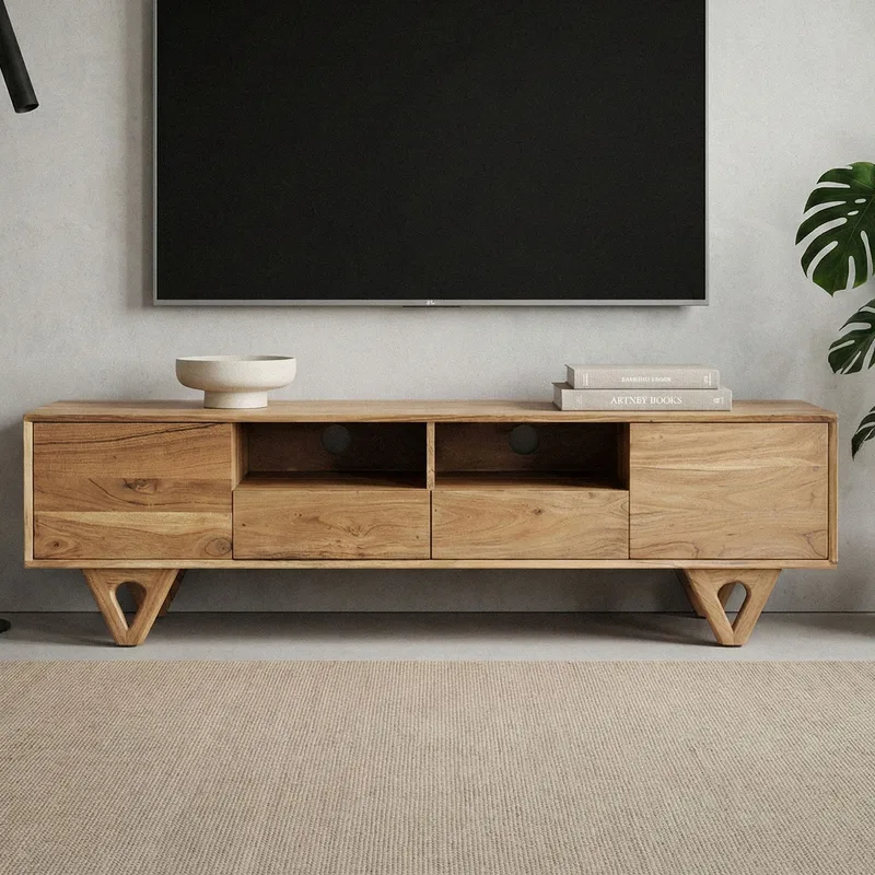 Sorric TV-benk 160 cm - Varm lysebrun - Møbler - Mediamøbel & tv møbel - TV-benk & mediabenk