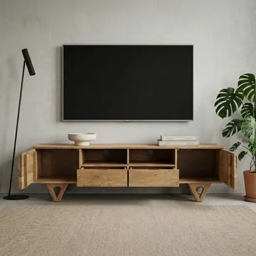 Sorric TV-benk 160 cm - Varm lysebrun - Møbler - Mediamøbel & tv møbel - TV-benk & mediabenk