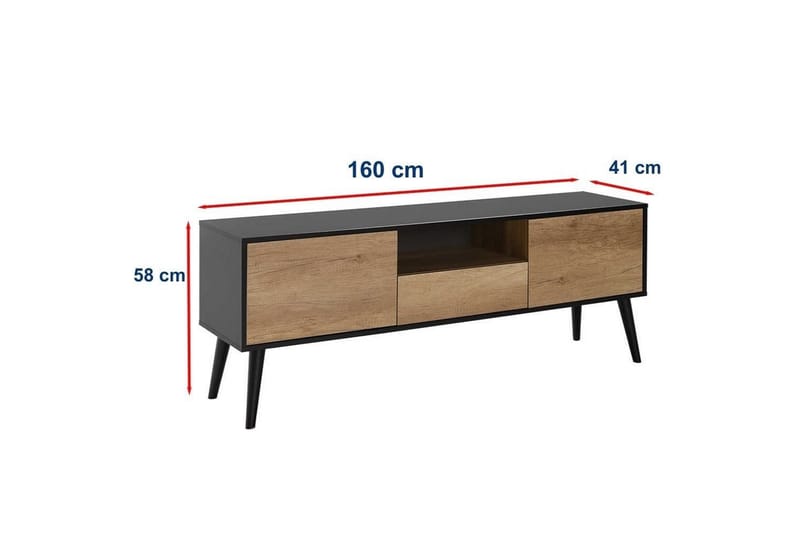 Sosan TV-benk 160 cm - Taupe/Svart - Møbler - Mediamøbel & tv møbel - TV-benk & mediabenk