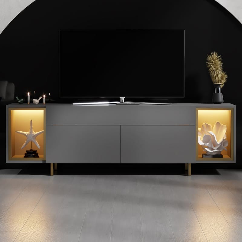 Sosan TV-benk 180x55x32 cm - Antrasitt og gull - Møbler - Mediamøbel & tv møbel - TV-benk & mediabenk