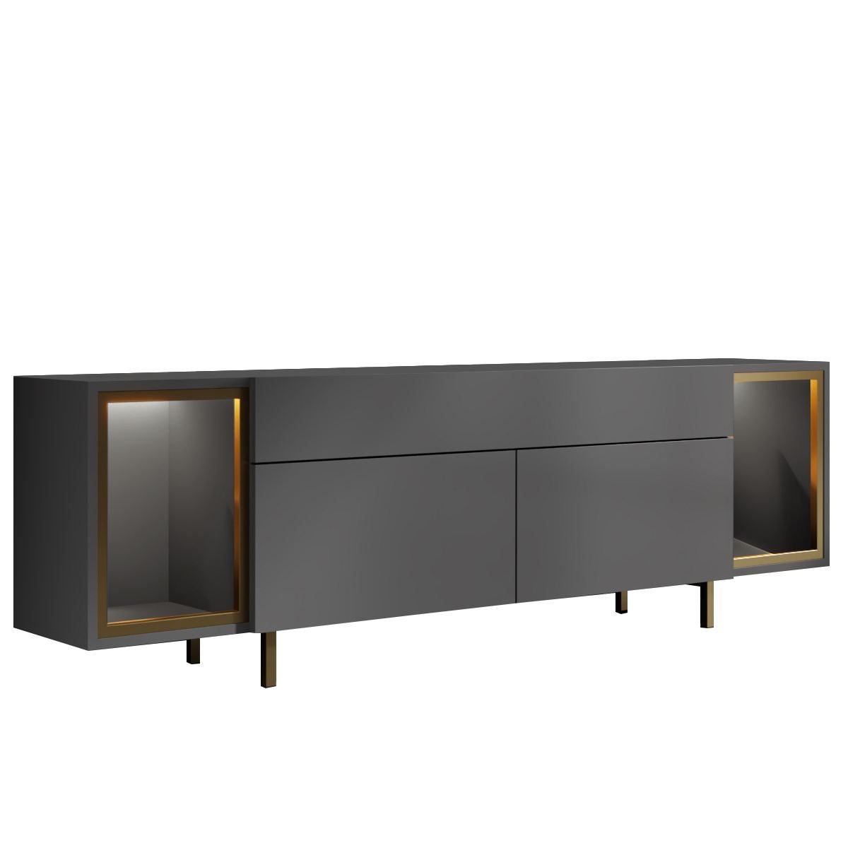 Sosan TV-benk 180x55x32 cm - Antrasitt/Gull