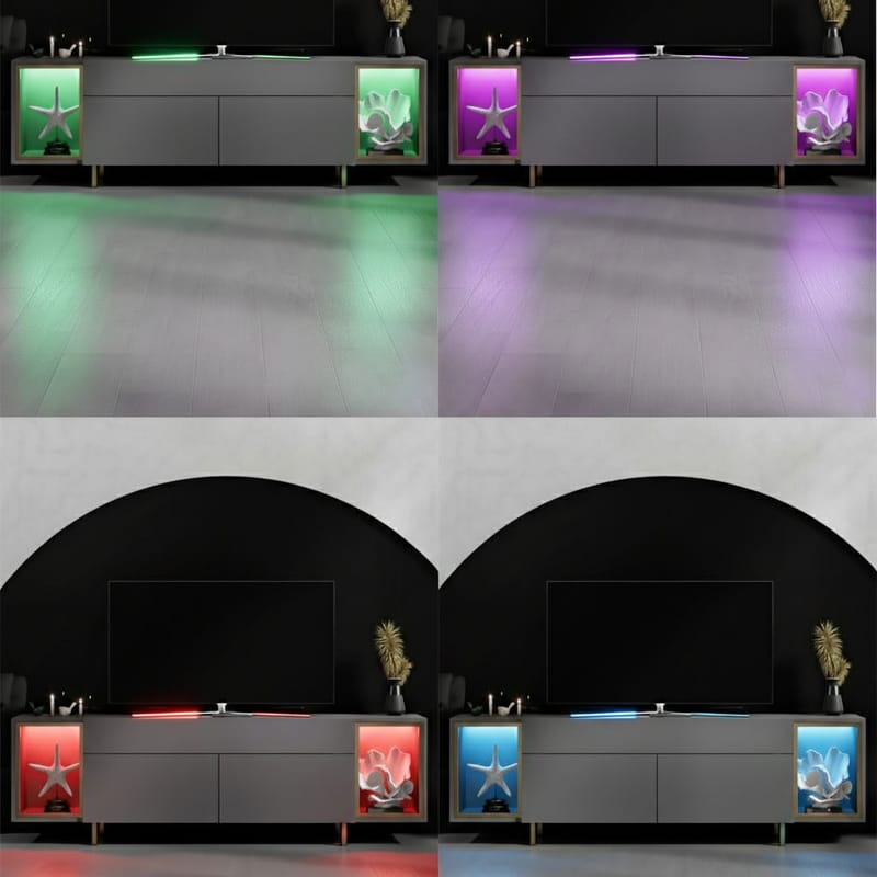 Sosan TV-benk 180x55x32 cm - Antrasitt/Gull - Møbler - Mediamøbel & tv møbel - TV-benk & mediabenk