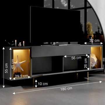Sosan TV-benk 180x55x32 cm - Antrasitt/Gull - Møbler - Mediamøbel & tv møbel - TV-benk & mediabenk