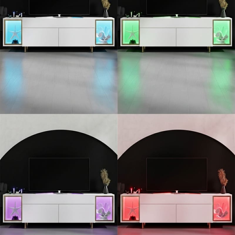 Sosan TV-benk 180x55x32 cm - Hvit og gull - Møbler - Mediamøbel & tv møbel - TV-benk & mediabenk