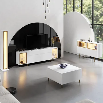 Sosan TV-benk 180x55x32 cm - Hvit/gull - Møbler - Mediamøbel & tv møbel - TV-benk & mediabenk